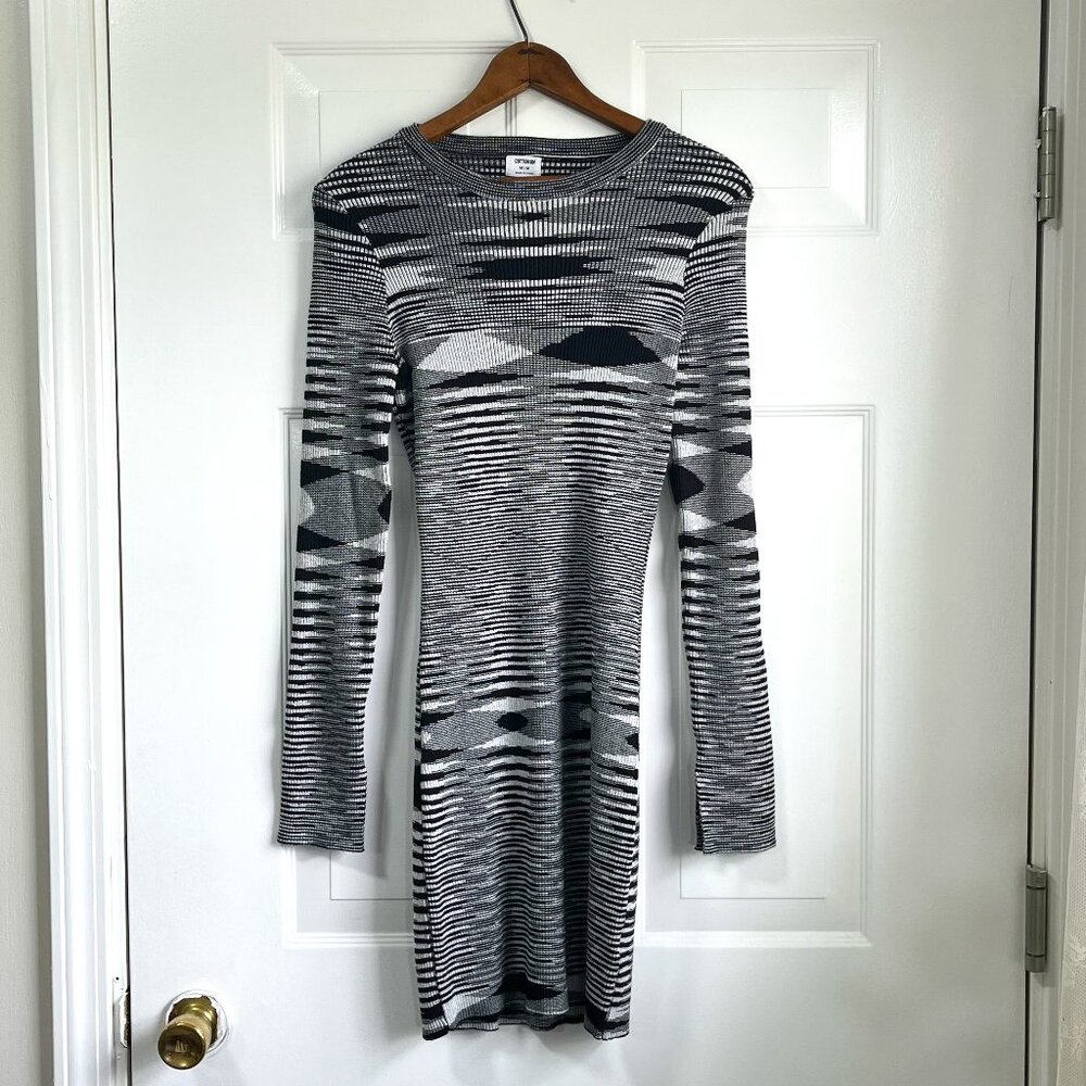 Cotton On Boody Con Black and White Knit Sweater Long Sleeve Mini Dress Medium
